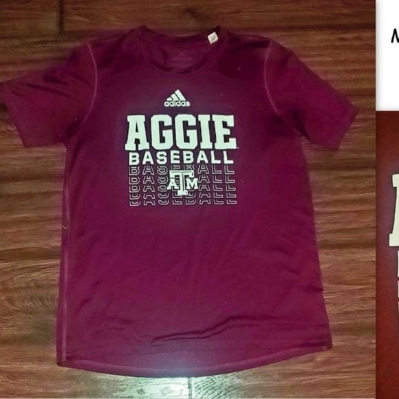 ADIDAS TEXAS A&M AGGIE BASEBALL SHIRT-MENS/TEEN MEDIUM - Picture 1 of 2